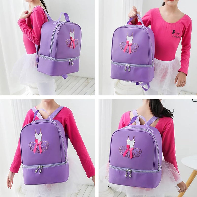 SEHXIM Ballet Dance Backpack with Separate Shoe Compartment,Tutu Dress Dance Bag, Ballet Bags for Girl,Gymnastics Latin Dance Yoga Tap Dance Jazz Storage Bag (Pink) - Image 5